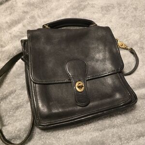 Classic Coach Black Leather  Bag